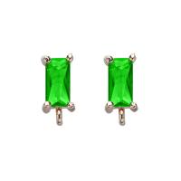 Brass Earring Drop Component, with Cubic Zirconia, gold color plated, DIY 11mm 