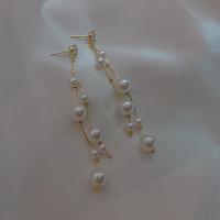 Fashion Fringe Earrings, Zinc Alloy, with Plastic Pearl, fashion jewelry, white 