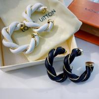 Zinc Alloy Hoop Earring, with PU Leather, fashion jewelry 