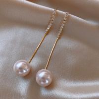Pendiente de aleación de cinc con perlas plásticas, aleación de zinc, con Perlas plásticas, Joyería, Blanco, Vendido por Par