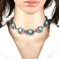 Fashion Choker Necklace, Zinc Alloy, with Synthetic Turquoise, plated, for woman Approx 11.81 Inch 