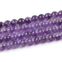 Natural Amethyst Beads, Round, polished, DIY purple 