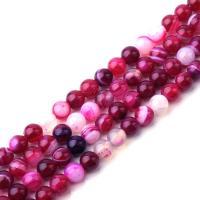 Natürliche Streifen Achat Perlen, rund, Salben, DIY & verschiedene Größen vorhanden, Fuchsia, verkauft von Strang