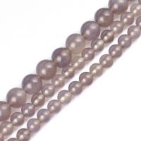 Natürliche graue Achat Perlen, Grauer Achat, rund, Salben, DIY & verschiedene Größen vorhanden, grau, verkauft von Strang
