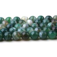 Natürliche Streifen Achat Perlen, rund, Salben, DIY & verschiedene Größen vorhanden, grün, verkauft von Strang