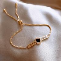 Cubic Zirconia Micro Pave Brass Bracelet, with Cubic Zirconia, Adjustable & fashion jewelry, golden, 23CM 