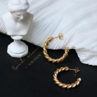 Titanium Steel Hoop Earring, fashion jewelry, golden, 3CM 