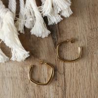 Titanium Steel Hoop Earring, fashion jewelry, golden 0.34cm 