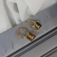 Huggie Hoop Drop Earring, Titanium Steel, fashion jewelry, golden, 1.58cm 