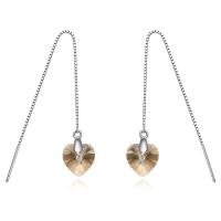 Sterling Silver Thread Through Earrings, 925 Sterling Silver, Heart, fashion jewelry & for woman 