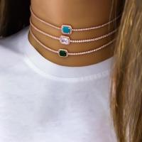 Fashion Choker Necklace, Zinc Alloy, plated, fashion jewelry & micro pave cubic zirconia 