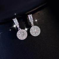 Zinc Alloy Rhinestone Drop Earring, fashion jewelry & micro pave cubic zirconia, white, 2 