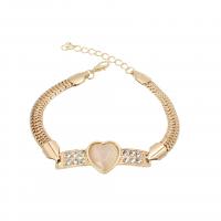 Zinc Alloy Rhinestone Bracelets, fashion jewelry & with rhinestone, gold Approx 23.5 cm 