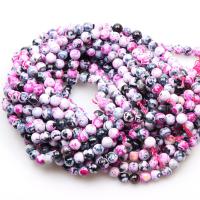 Natural Fire Agate Beads, Round, polished, DIY fuchsia 