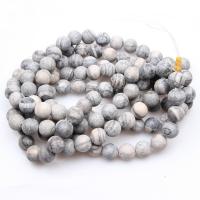 Network Stone Beads, Round, polished, DIY, grey, 16mm 