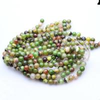 Perle agate verte naturelle, Rond, poli, DIY, vert, 12mm Vendu par brin