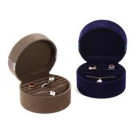 Multifunctional Jewelry Box, Velveteen, Round, with ribbon bowknot decoration 