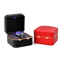 Plastic Watch Box, Velveteen, Square, stoving varnish, with LED light 