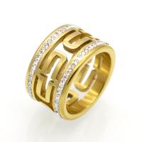 Нержавеющая сталь Rhinestone палец кольцо, нержавеющая сталь, Другое покрытие, Мужская & разный размер для выбора & со стразами & отверстие, Много цветов для выбора, 12mm, размер:6-9, продается PC