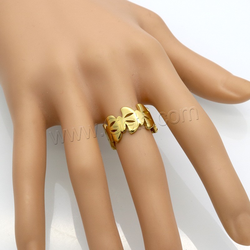 Anillos de Acero Inoxidable, Trébol de cuatro hojas, chapado, diverso tamaño para la opción & para mujer & hueco, más colores para la opción, 11.5mm, tamaño:6-9, Vendido por UD