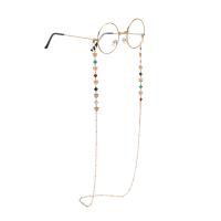Brass Glasses Chain, with Resin, plated, durable & anti-skidding & for woman .55 