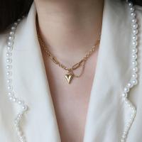 Titanium Steel Jewelry Necklace, fashion jewelry, golden 40+6cm 