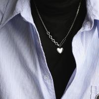 Titanium Steel Jewelry Necklace, fashion jewelry, silver color 48+6cm 