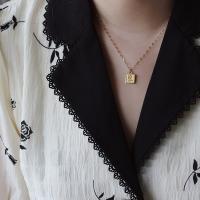 Titanium Steel Jewelry Necklace, fashion jewelry, golden, 1.0cm  40+6.5cm 