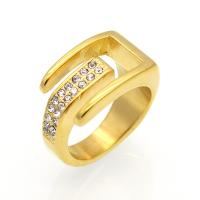 Нержавеющая сталь Rhinestone палец кольцо, нержавеющая сталь, с клей, Другое покрытие, разный размер для выбора & Женский, Много цветов для выбора, 12mm, 4.5mm, размер:6-9, продается PC