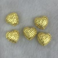 Полые латунные бусины, Латунь, Сердце, плакированный настоящим золотом продается PC