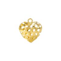 Полой латунной подвески, Латунь, Сердце, плакирован золотом, отверстие отверстие:Приблизительно 3mm, продается PC