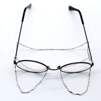 Messing Brillenkette, silberfarben plattiert, nachhaltiges & Anti-Skidding, Silberfarbe, Länge:27.55 ZollInch, verkauft von Strang