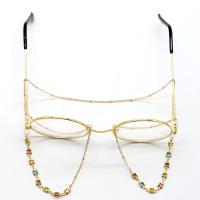 Brass Glasses Chain, with Rhinestone, plated, durable & anti-skidding .55 Inch 