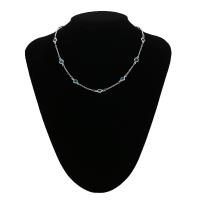 Brass Jewelry Necklace, with Blue Quartz, plated, for woman .94 Inch 