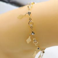 Brass Anklet, plated, for woman & with rhinestone .26 Inch 