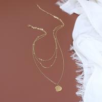 Fashion Multi Layer Necklace, Titanium Steel, fashion jewelry & multilayer & for woman, golden, 1.5cm   38+42+50+6cm 
