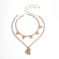 Fashion Multi Layer Necklace, Zinc Alloy, plated, for woman & with rhinestone & multi-strand 30+10cm,35+10cm 