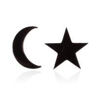 Asymmetric Earrings, Stainless Steel, Moon and Star, fashion jewelry & for woman 
