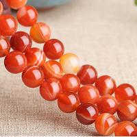 Natural Red Agate Beads, Round, polished, durable & DIY reddish orange 
