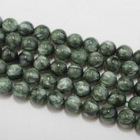 Seraphinite Beads, Round, polished, durable & DIY green 