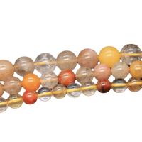 Rutilquarz Perlen, Rutilated Quarz, rund, poliert, nachhaltiges & DIY & verschiedene Größen vorhanden, farbenfroh, verkauft von Strang