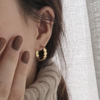 Titanium Steel Hoop Earring, fashion jewelry, golden, 4.2mm   1.9cm 