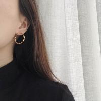 Titanium Steel Hoop Earring, fashion jewelry, golden, 2.6CM 