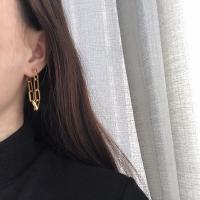 Titanium Steel Drop Earring, fashion jewelry, golden, 9.1cm 4.6cm 