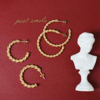 Titanium Steel Hoop Earring, fashion jewelry golden, 3CM+0.4CM    3.7CM+0.3CM 
