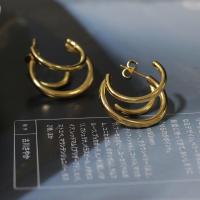 Titanium Steel Hoop Earring, fashion jewelry, golden, 2.2CM 