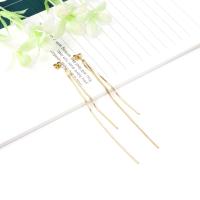 Fashion Fringe Earrings, Stainless Steel, gold color plated, for woman, 90mm 