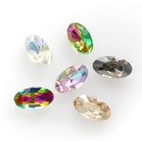 Glass rivoli cabochon, Ellipse, plated, faceted 5.5*10mm 