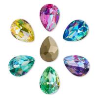 Glass rivoli cabochon, Teardrop, plated & faceted 