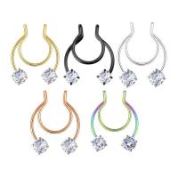 Stainless Steel Nose Piercing Jewelry, fashion jewelry & Unisex & with cubic zirconia 